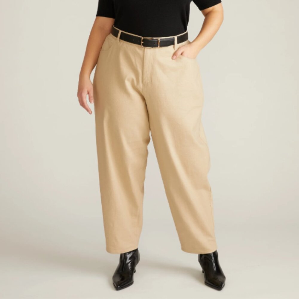 Universal Standard Lou Barrel Leg Linen Pants - size 14/16